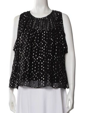 Needle & Thread Black Sleeveless Blouse with Silver Metallic Dots